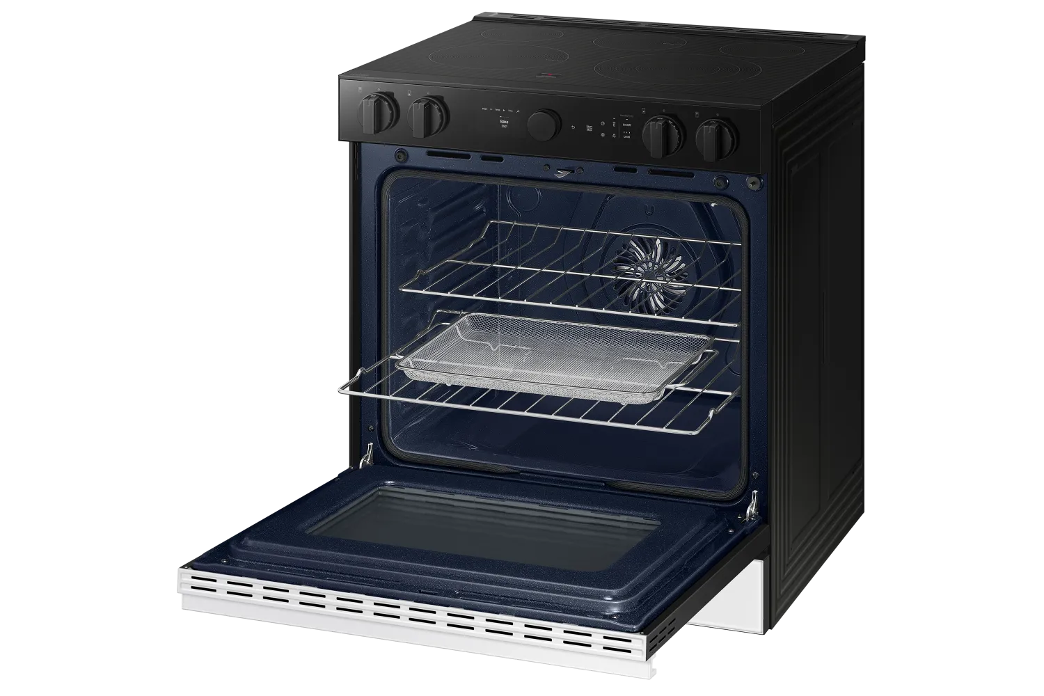 Samsung BESPOKE White Glass 30" True Convection Slide In Range with Oven Camera (6.3cu.ft.) - NSE6DB870012AC