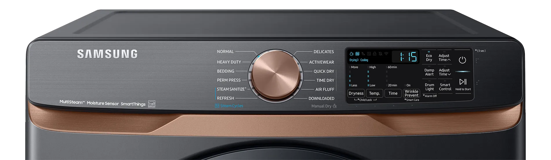 Samsung Black Stainless Steel Front Load Dryer with Steam Sanitize (7.5cu.ft.) - DVE50BG8300VAC