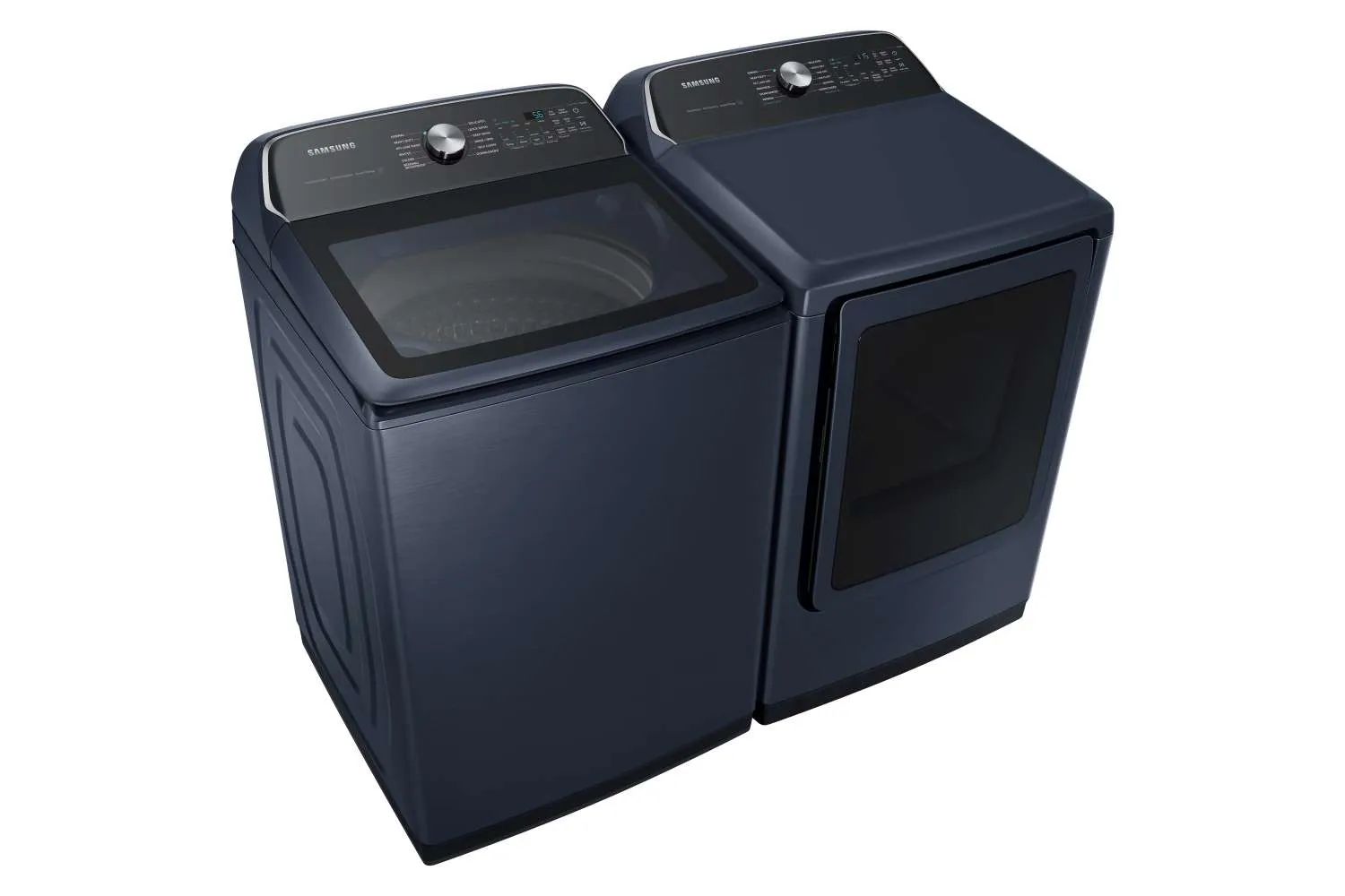 Samsung Navy Top Load Washer with Pet Care and Agitator (6.1cu.ft) & Smart Dryer with Pet Care (7.4cu.ft) - WA53CG7155ADA4/DVE54CG7155DAC