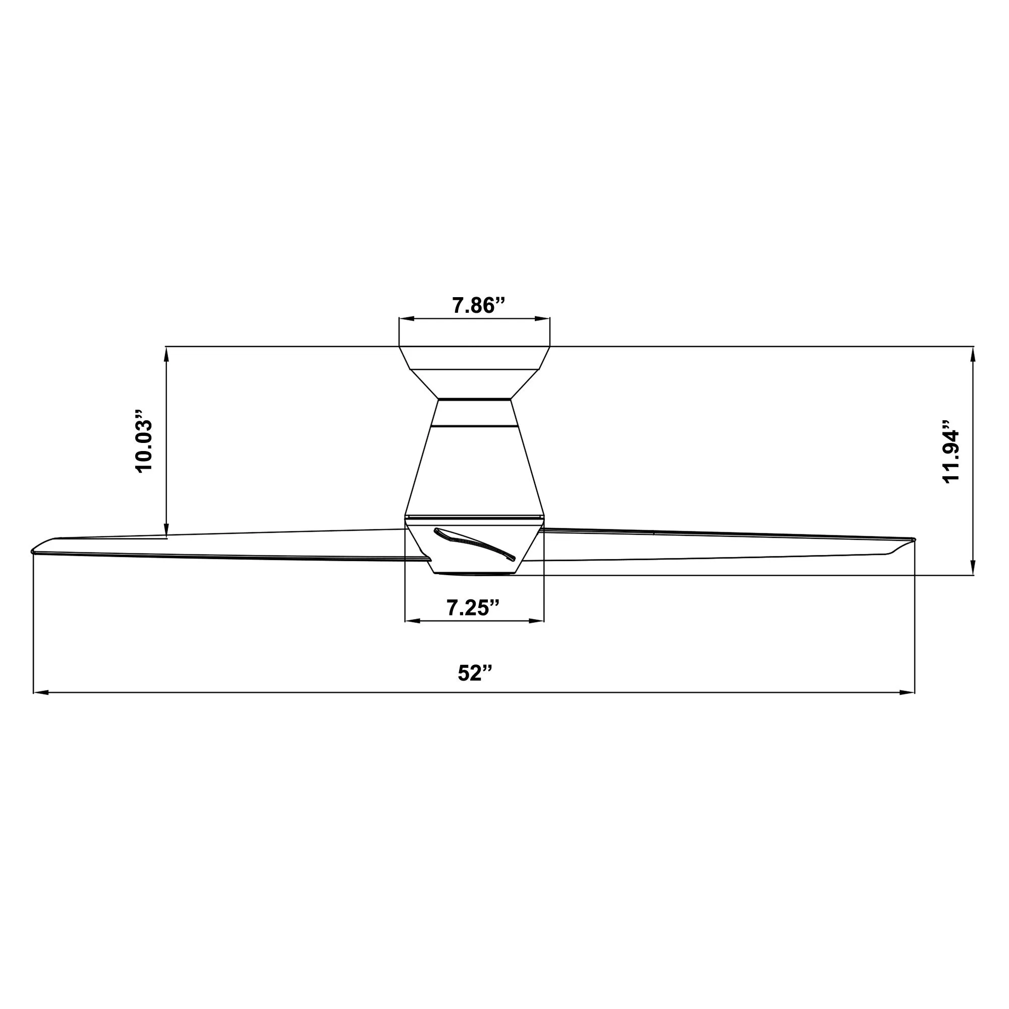 Slim Indoor/Outdoor 3-Blade 52" Smart Flush Mount Ceiling Fan with LED Light Kit and Remote Control