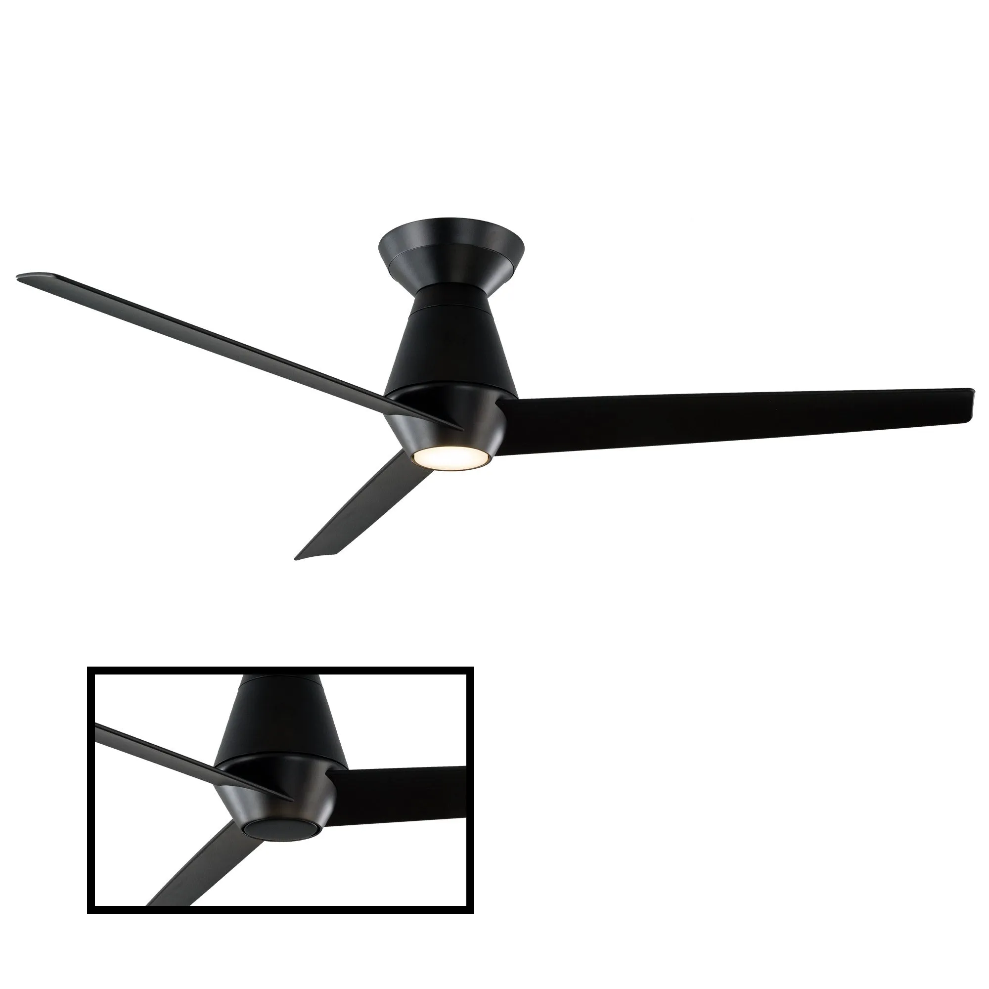 Slim Indoor/Outdoor 3-Blade 52" Smart Flush Mount Ceiling Fan with LED Light Kit and Remote Control