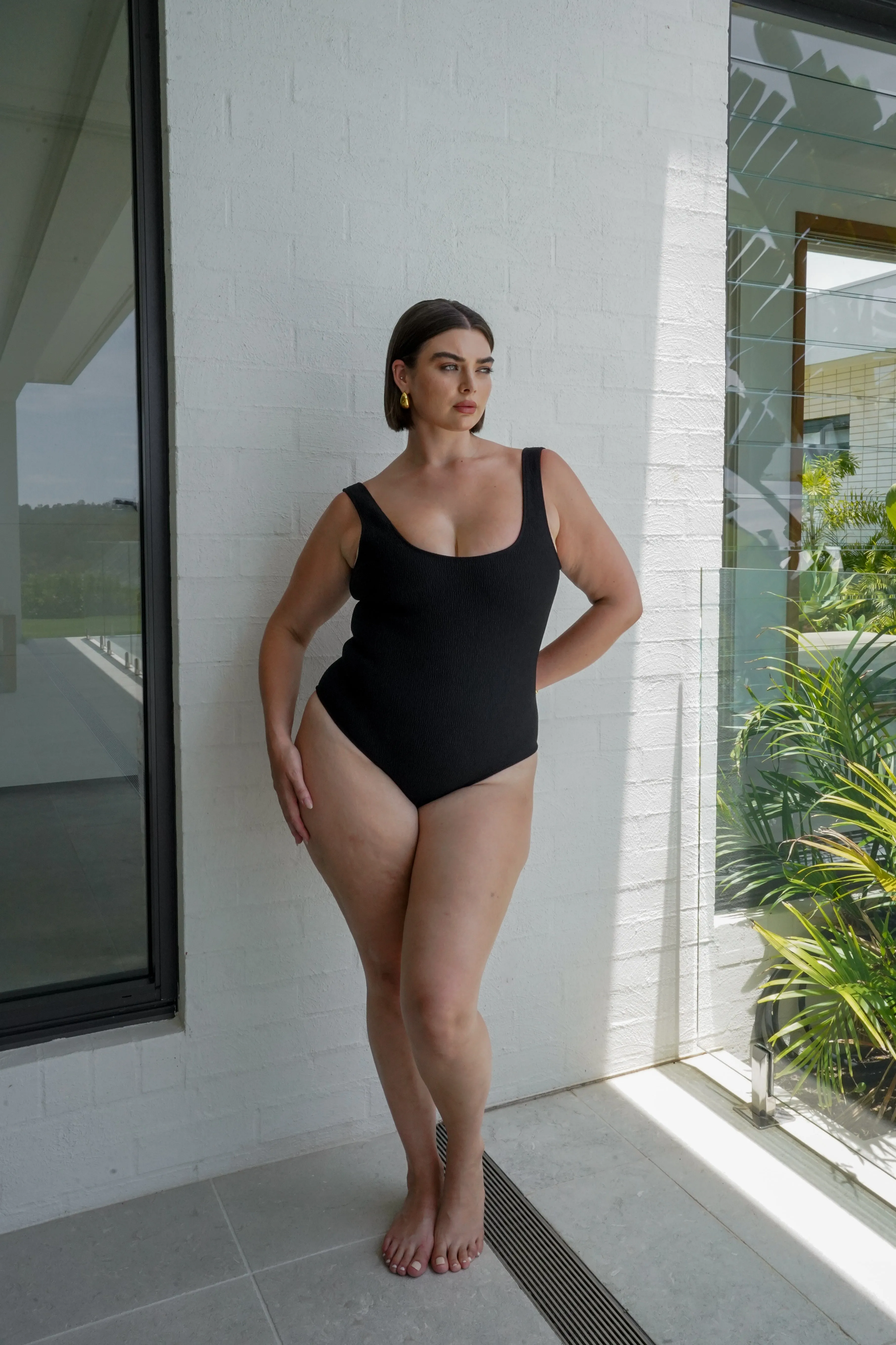 STORMI SWIMSUIT BLACK CRINKLE