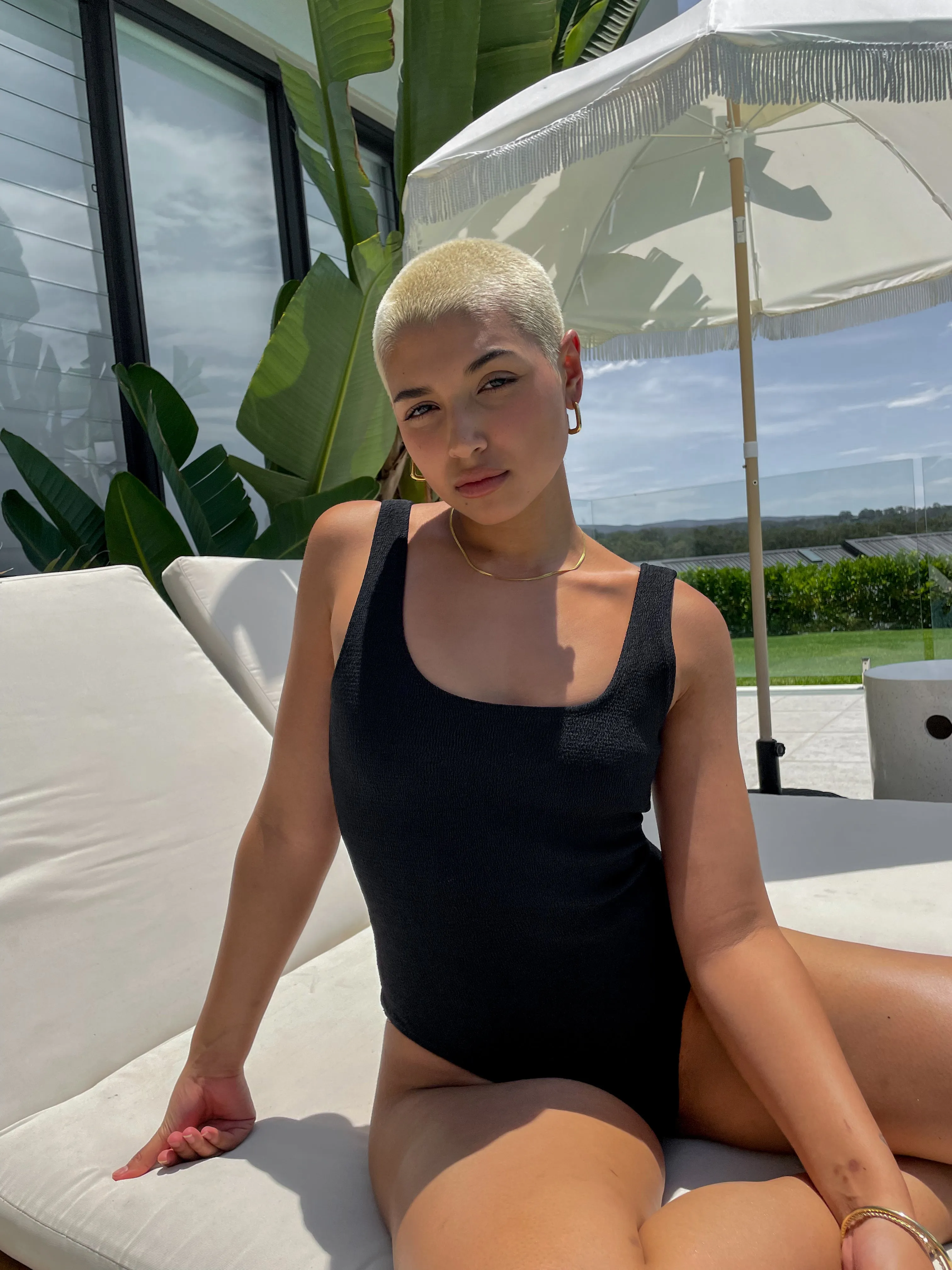 STORMI SWIMSUIT BLACK CRINKLE