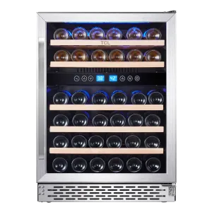 TCL Stainless Steel 46-Bottle Dual Zone Wine Cooler - W522F