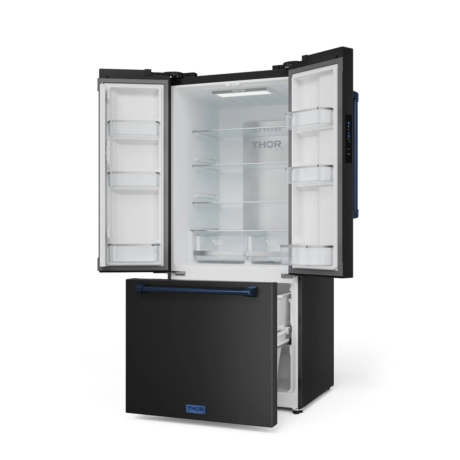 Thor Kitchen Matte Black French Door Counter Depth Refrigerator with Ice Maker| Gordon Ramsay Collection (17.5 cu.ft.) - RF3017FFD00-BLU