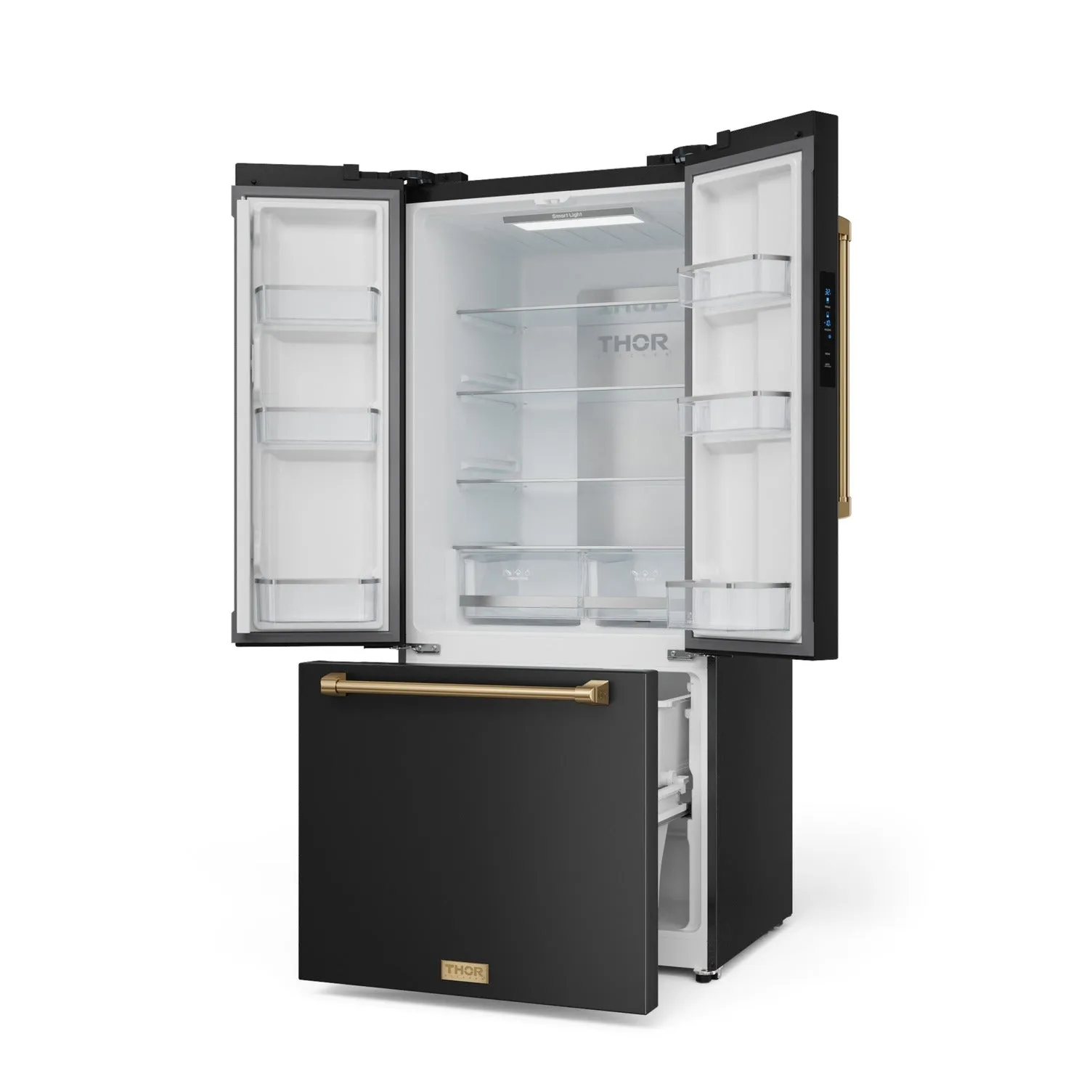 Thor Kitchen Matte Black French Door Counter Depth Refrigerator with Ice Maker| Gordon Ramsay Collection (17.5 cu.ft.) - RF3017FFD00-BRZ
