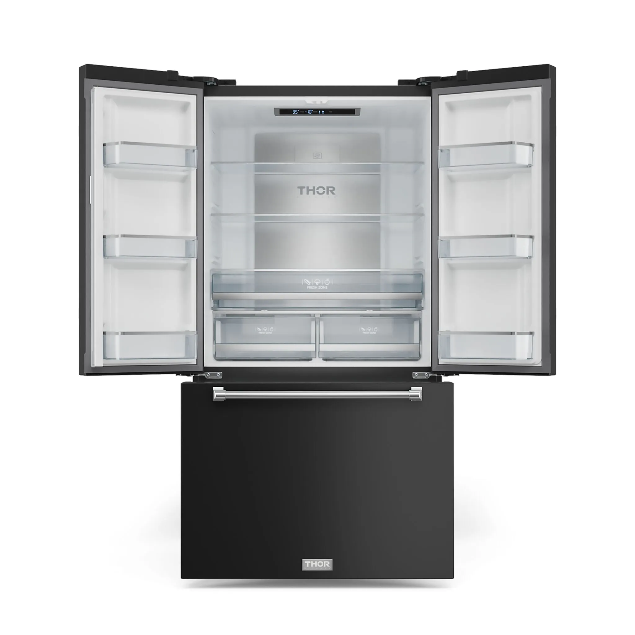 Thor Kitchen Matte Black French Door Counter-Depth Refrigerator with Ice Maker| Gordon Ramsay Collection (20.3 cu.ft.) - RF3621CTD00-SS