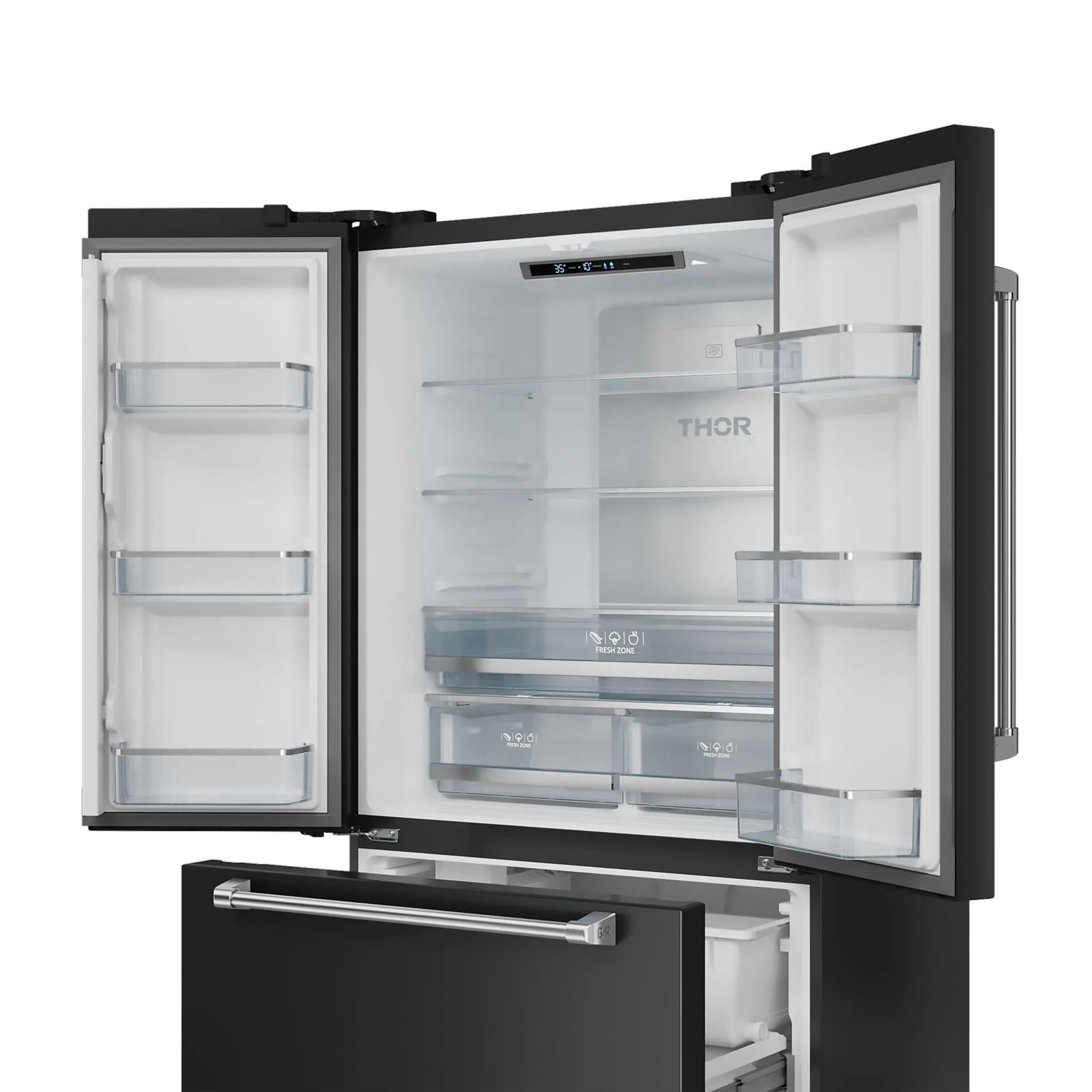 Thor Kitchen Matte Black French Door Counter-Depth Refrigerator with Ice Maker| Gordon Ramsay Collection (20.3 cu.ft.) - RF3621CTD00-SS