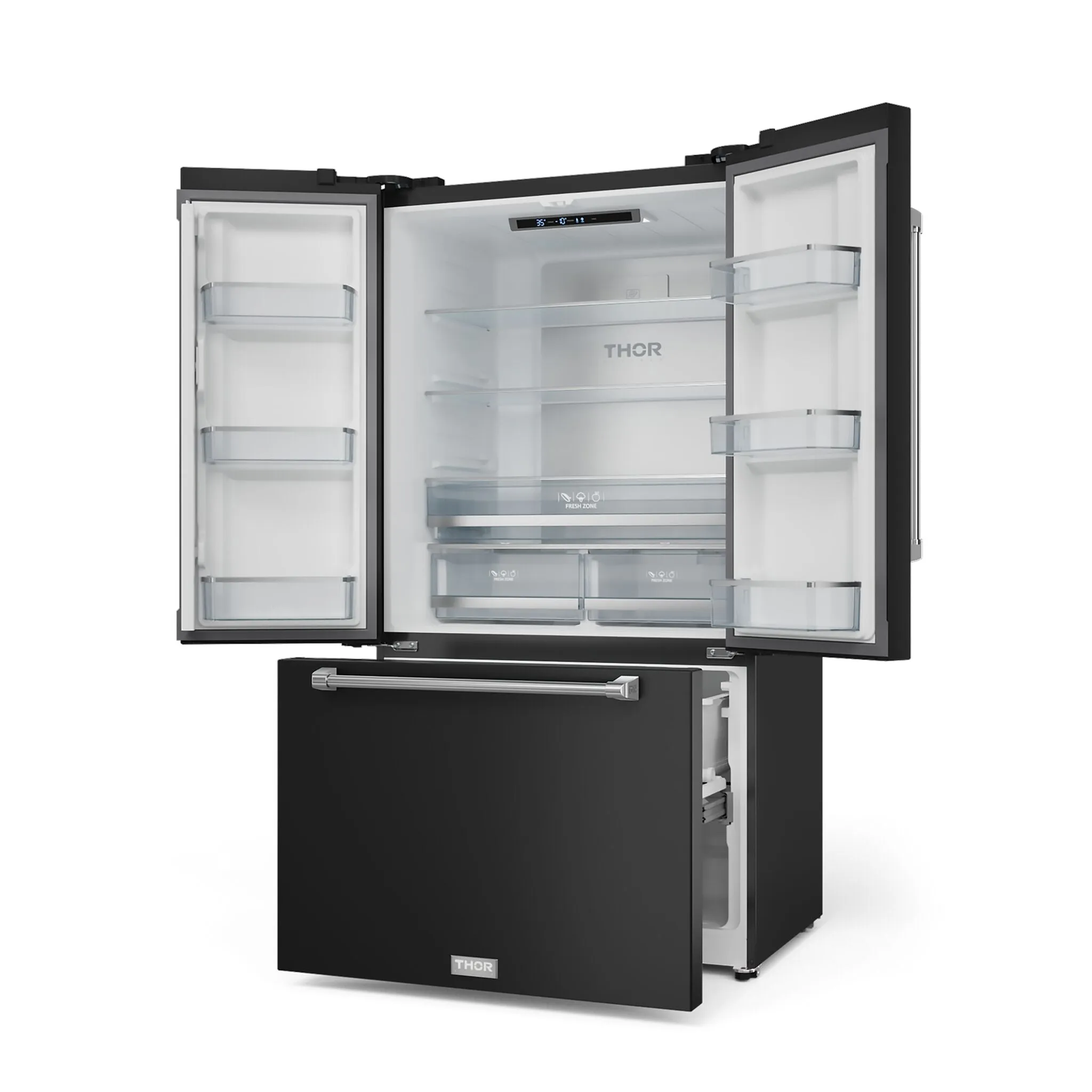 Thor Kitchen Matte Black French Door Counter-Depth Refrigerator with Ice Maker| Gordon Ramsay Collection (20.3 cu.ft.) - RF3621CTD00-SS