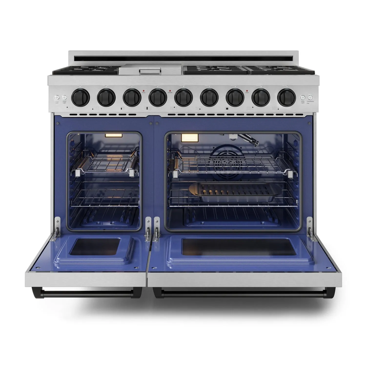 Thor Kitchen Stainless Steel Freestanding Professional Double Oven Gas Range|Gordon Ramsay Series (7 cu.ft.) - RSG48E-BLK