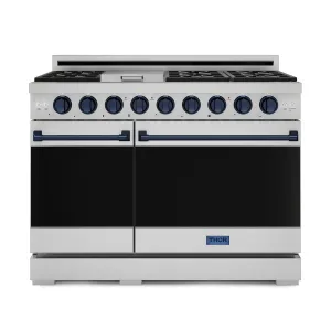 Thor Kitchen Stainless Steel Freestanding Professional Double Oven Gas Range|Gordon Ramsay Series (7 cu.ft.) - RSG48E-BLU