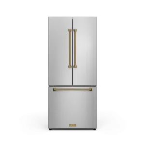 Thor Kitchen Stainless Steel French Door Counter Depth Refrigerator with Ice Maker| Gordon Ramsay Collection (17.5 cu.ft.) - RF3017FFD99-BRZ