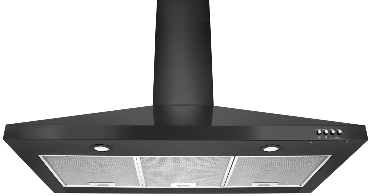 Whirlpool Black Stainless Steel 36" 400 CFM Canopy Wall-Mount Range Hood - WVW53UC6HV