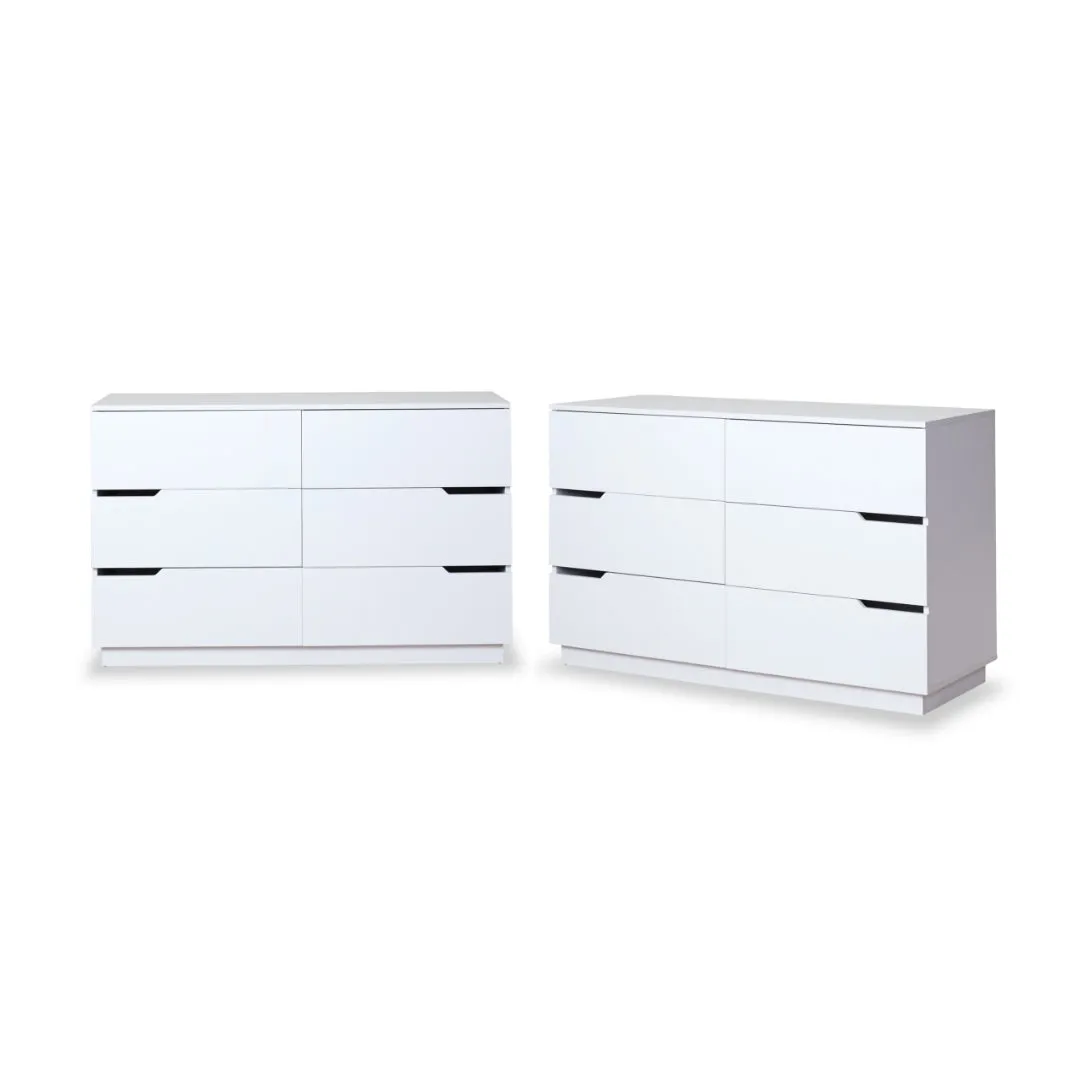 Zack Six Drawer - White Bundle Mocka