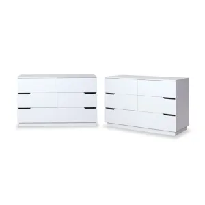 Zack Six Drawer - White Bundle Mocka