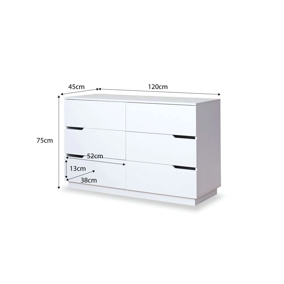 Zack Six Drawer - White Bundle Mocka