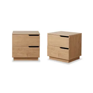 Zack Two Drawer Bedside Table - Natural Bundle Mocka